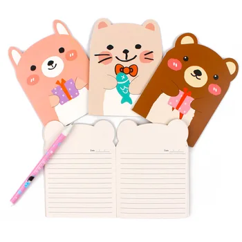 10 Ks Kreatívne Grafické efekty Roztomilý Medveď Notebook Cartoon poznámkový blok s Vestník Denník Študenta Malý Knižný Veľkoobchod