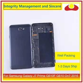 10Pcs/veľa Pre Samsung Galaxy J7 Prime G610F G610 On7 2016 Bývanie Batérie Rám Dverí Zadný Kryt Prípade Podvozku Shell
