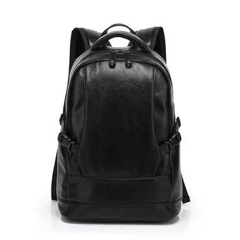 15 palcový Mužov, Kožené Notebook Backpack Black Nepremokavé Školské tašky Luxusná Veľká Kapacita Cestovný Batoh 2018