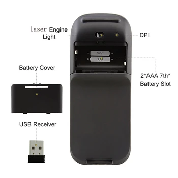 2.4 G Wireless Mouse Tichý Arc Touch Počítač Ultra Tenké Prenosné Mause Laser Gaming Skladacia USB Myši Pre Tablet Notebook PC