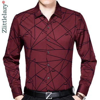 2020 Mužskej Módy Značky Bežné Obchodné Slim Fit Mužov Tričko Camisa Dlhý Rukáv Argyle Spoločenské Košele, Šaty, Oblečenie Jersey 9637