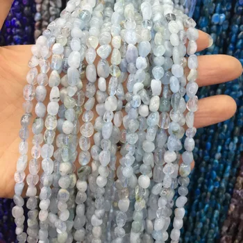 2020 nové Aquamarinenatural kameň voľné korálky DIY šperky môžu byť vyrobené náramok, náhrdelník veľkosti: 6x8-8x10mm