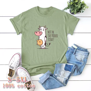 2020 Nové Módne Roztomilý Krava Krátky Rukáv T Shirt Cartoon Žena Tlačiť Bežné Plus Veľkosť Ženy Tričko Grafický Hornej Tees