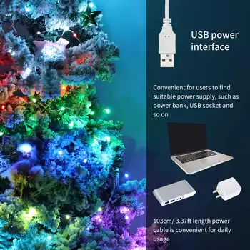 2020 Vianočné LED Reťazec Svetlo RGB Víla Svetlo, USB, WIFI, Bluetooth Diaľkové Ovládanie Pre Alexa / Google Domov Vianoce Domova