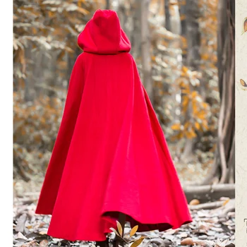 2020 Ženy Módne Zimné Retro Plášť S Kapucňou Kabát Dlhý Kód Úseku Červený Plášť Teplý Kabát Dámy Stredoveký Kostým Kabát