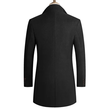 2020Moda masculina jaqueta blusão longo casaco plus veľkosť 3xl 4xl zákopy srsti gola fina bežné casaco de lã preta masculino