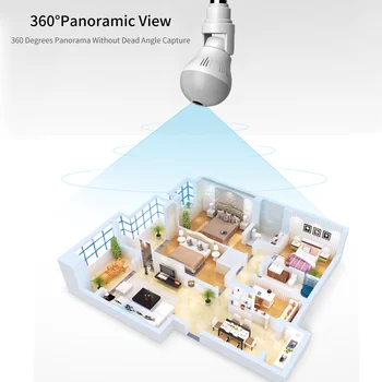 360 Stupeň VR Panoramatické Univerzálne Svetlo, Žiarovka, Kamera, Bezdrôtové Wifi Sieť Indoor Kamera Nočného Videnia obojsmernú Hlasovú Fotoaparát