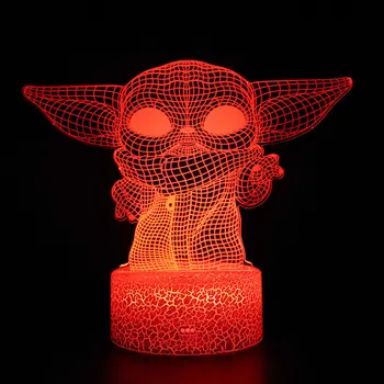 3D Lampa Star Wars Dieťa Yoda Obrázok Nočného pre Domáce Izba Dekor Deti Dieťaťa Darček k Narodeninám Akryl RGB Led Nočné Svetlo Star Wars