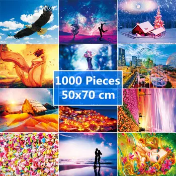 50*70 cm Skladačka Puzzle 1000 Kusov Vzdelávacích Hračiek, Papiera Puzzle pre Dospelých, Deti Montáž Obrazu Krajiny Hry
