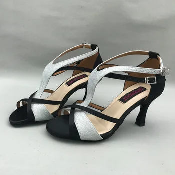 7,5 cm podpätku Elegantné latinské Tanečné Topánky Pre ženy Salsa topánky pratice topánky pohodlné latinskej topánky MS6252BS nízke päty k dispozícii