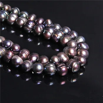 8-9mm Prírodné kolo black pearl korálky surové reálne kolo zemiakov sladkovodné perly korálky pre šperky, takže náramok Elegantné ženy urob si sám