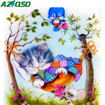 AZQSD Plný Vrták Diamond Výšivky Mačka Cartoon Zvierat Wall Art Diamond Maľovanie 5D DIY Deti Izba Dekor Ručné Darček