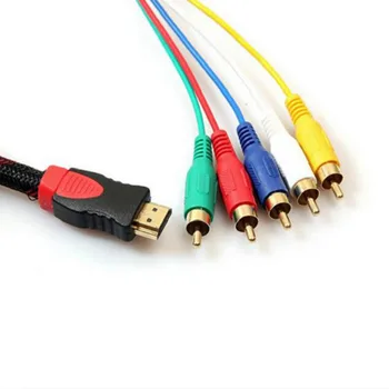 BESIUNI 1,5 M 5 FT Samec HDMI-5 Male RCA Audio Video Kábel Komponent Prevod RGB YPbPr, AV Kompozitný Kábel pre XBox 360 s vysokým rozlíšením (HDTV atď