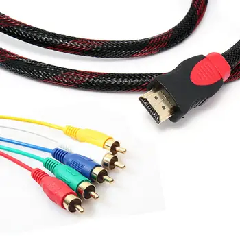 BESIUNI 1,5 M 5 FT Samec HDMI-5 Male RCA Audio Video Kábel Komponent Prevod RGB YPbPr, AV Kompozitný Kábel pre XBox 360 s vysokým rozlíšením (HDTV atď
