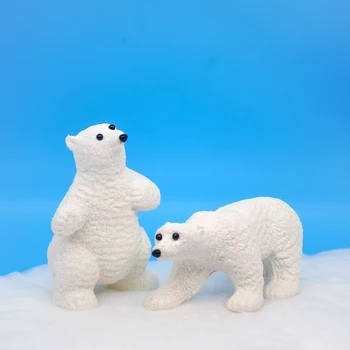 Biela miniatúrne Vianočné polar bear figúrka rozprávková záhrada miniatúrne kvet miniatúrne sneh krajina DIY roztomilé dieťa hračku