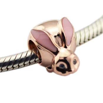 Cute Bunny Charm Žena DIY Korálky Pre Šperky, Takže Fit Pôvodné 925 Silver Kúzlo Náramok Šterlingov Strieborné Korálky