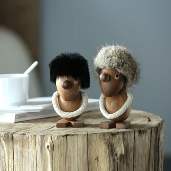 Dekorácie Remesiel Nordic štýl dánska dreva hrať dve malé chlpaté ozdoby optimistov a pesimistov bábkové narodeninám v izbe