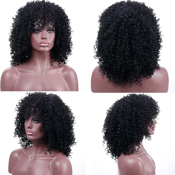 DIANQI 14 palcový kinky afro kučeravé krátke syntetické vlasy black red blond parochne pre čierne ženy vlasy