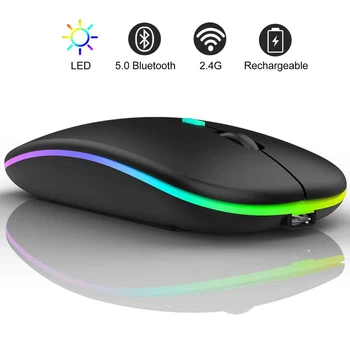 Dobíjacia Bezdrôtová Myš Tichý LED Podsvietený Myši Optická USB Ergonomic Gaming Mouse Počítač PC Myš Pre Notebook Ploche