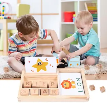 Drevené Písanie Schopnosti Vykonávať Karty Bloky Dieťaťa Skoro Vzdelávacie Hračky Zodpovedajúce Písmeno Hra, Anglickej Abecedy Karty