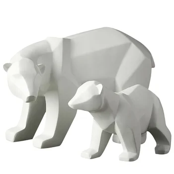 ERMAKOVA Nesú Sochu, Geometrické Živice Polar Bear Socha Módne Ploche Ornament Moderné Abstraktné Medveď Figúrky
