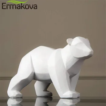 ERMAKOVA Nesú Sochu, Geometrické Živice Polar Bear Socha Módne Ploche Ornament Moderné Abstraktné Medveď Figúrky