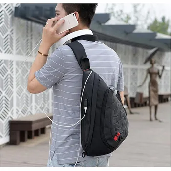 Fengdong muž crossbody taška muž šatka hrudníka taška usb nabíjanie messenger taška jednej tašky cez rameno pre mužov športová taška s slúchadlá