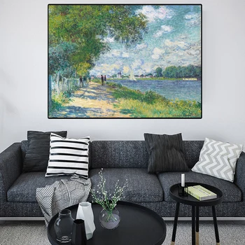 HD Tlač Claude Monet Seine v Argenteuil Impresionistické Krajiny olejomaľba na Plátne Umenie Plagátu na Stenu Obrázok pre Obývacia Izba