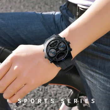 Hodinky Mužov Duálne Zobrazenie Digitálne Multifunkčné Čas Watherproof Veľké Dial Vonkajšie Športové náramkové hodinky Relogio Masculino zk30