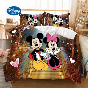 Karikatúra Disney Minnie Mickey Mouse posteľná bielizeň Nastaviť SingleTwin Kráľovná King Size Perinu Nastaviť obliečka na Vankúš King Size Postelí Nastaviť