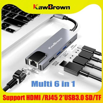KawBrown 5 v 1, Multi USB, C Dokovacej Stanice Hub, Podpora USB, C, USB 3.0/4K HDMI/RJ45 1000M/PD Poplatok za Notebook xiao Telefón