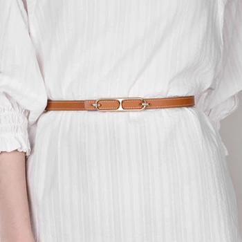 Klasický pás ženy, štíhly pás, skutočné cowhide kožené 1.4 cm jednoduchý dizajn