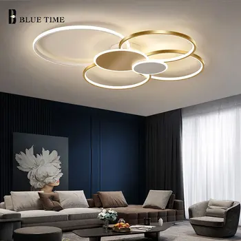 Kruh LED Luster Pre Spálne, Jedáleň, Obývacia Izba, Kuchyňa Moderné Stropné LED Lustre Domáce Vnútorné Osvetlenie Čierne Zlato