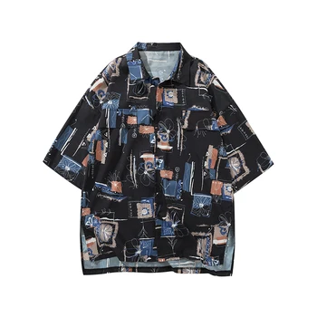 Letné Kvetina Shirt pánska Móda Tlačené Bežné Tričko Mužov Streetwear Havajské Košele Mens Wild Voľné Tričko Krátky Rukáv M-2XL