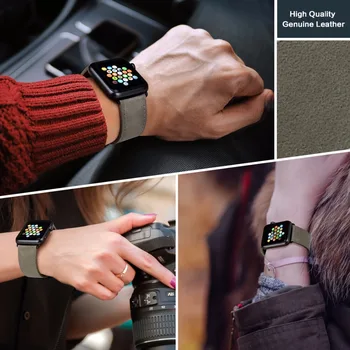 MAIKES Sivá pravej Kože Watchband Pre Apple hodinkám 44 mm 42mm Série 4/3/2/1 Apple Hodinky Remienok iWatch Kapela 38 mm 40 mm