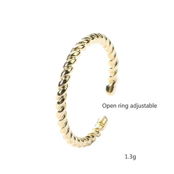 Minimalistický Twist 18k Gold Real 925 Sterling Silver Krúžky Pre Ženy, Jemné Šperky Otvoriť Krúžok Kvalitné Luxusné Dizajnér Flyleaf