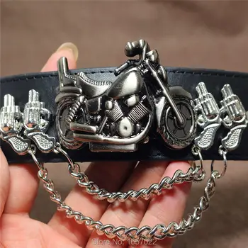 Muž podpora bežné Punk štýl Motocykel Náramok kožený Retro veľké Tlačidlo popruhu náramkové hodinky Lokomotíva strany Flip hodinky