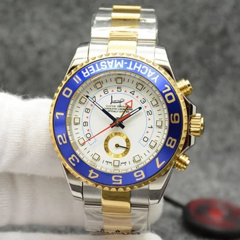 Móda 44 mm YACHT MASTER Luxusné Značky pánske Zlaté hodinky Všetky nehrdzavejúcej ocele AAA kvality, automatické mechanické náramkové hodinky samll 02