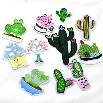Móda kaktus výšivky Škvrny na oblečení DIY žehlička na roztomilý vyšívané patch nášivka na oblečenie, dekorácie