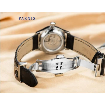 Móda Mechanické dámske Hodinky 26mm Parnis Bežné Automatické Dámske Hodinky Sapphire Crystal Cowhide Kožené Náramkové hodinky