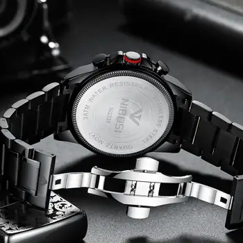 NIBOSI Módne Pánske hodinky strieborné hodiny big dial Chronograf Business náramkové hodinky z ocele mužov Šport Quartz Hodinky Relogio Masculino
