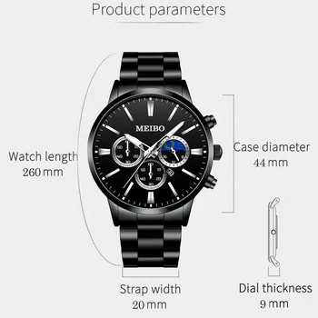 Náramkové hodinky Muži Hodinky Quartz Analógové Módne Bežné Luxusné Značky MEIBO Obchodné Muž Dátum Nehrdzavejúcej Ocele Hodiny Dropshipping