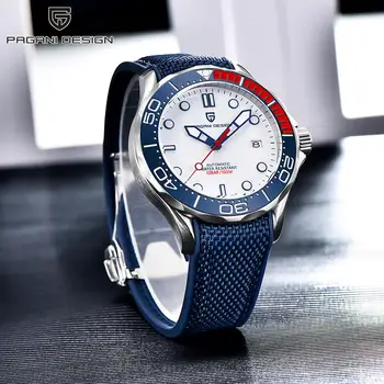 PAGANI DIZAJNU Nových mužov automatické hodinky módne silikónové popruh nylon muži mechanické náramkové hodinky zakrivené sapphire zrkadlo Japonsko NH35