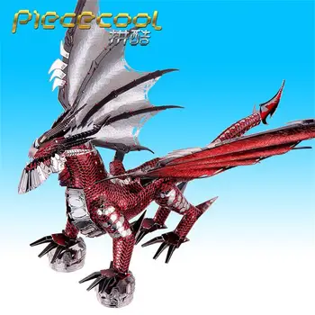 Piececool Black Dragon 3D Kovov Puzzle Model DIY Laserom Rezané Zostaviť Skladačka Hračka Stolové dekorácie, hračky DARČEK Pre deti