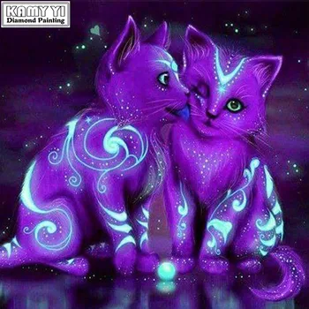 Plný Vrták 5D DIY Diamond Maľovanie fialová mačka 3D Výšivky Cross Stitch Mozaiky Set Home Decor Darček VIP