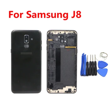 Pre SAMSUNG Galaxy J8 J800 J800F Späť Kryt Batérie + rám+Sklo Objektívu Fotoaparátu Bývanie Prípade Kryt Batérie S Nástrojmi Súbor