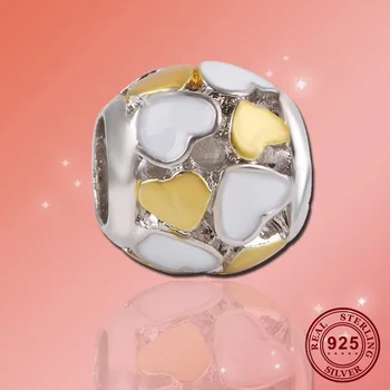 Pôvodné 925 Sterling Silver Perličiek Nové Duté Smalt V Tvare Srdca Perličiek Fit Ženy Pandora Náramok & Náhrdelník Diy Šperky