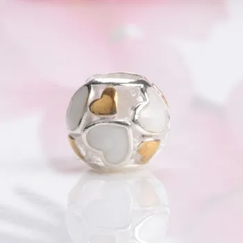 Pôvodné 925 Sterling Silver Perličiek Nové Duté Smalt V Tvare Srdca Perličiek Fit Ženy Pandora Náramok & Náhrdelník Diy Šperky