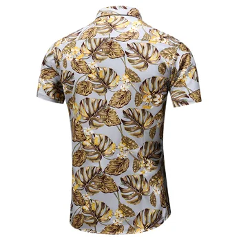 QUANBO 2019 Oblečenie Letné Nový Príchod Mens Plus veľkosť Tlače Krátky Rukáv Košele Bežné Tenké Havajské Košele 5xl 6xl 7xl
