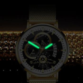 Quartz Luxusné Mužov Watch Design Business Svetelný Pánske Hodinky Oka Popruh Náramkové Hodinky Moderné Darček Pasadores Para Reloj